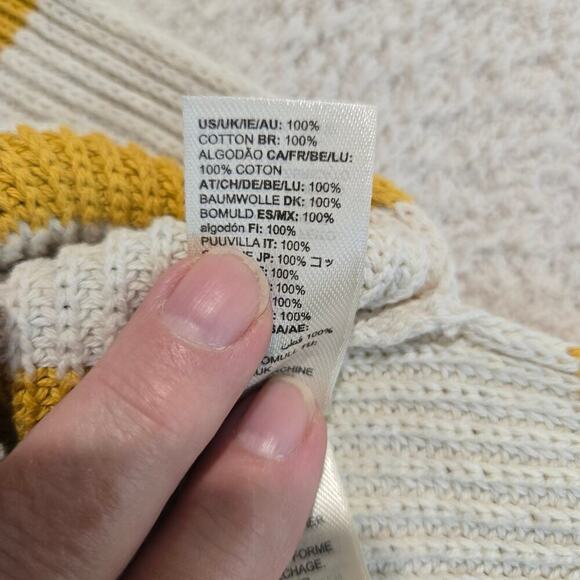 Goodthreads Cotton Shaker Stitch Pullover Sweater Women's L V-neck Striped - Picture 10 of 11